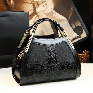 Elegant Women's Genuine Leather Crocodile Pattern Vintage Handbags Shoulder Bag